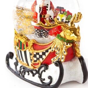 MacKenzie-Childs Santa Snow Globe with Gold and Red Accents